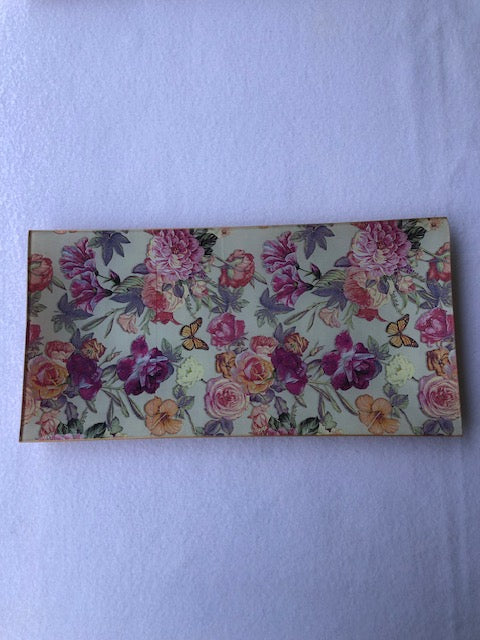 Bandeja rectangular floral crema