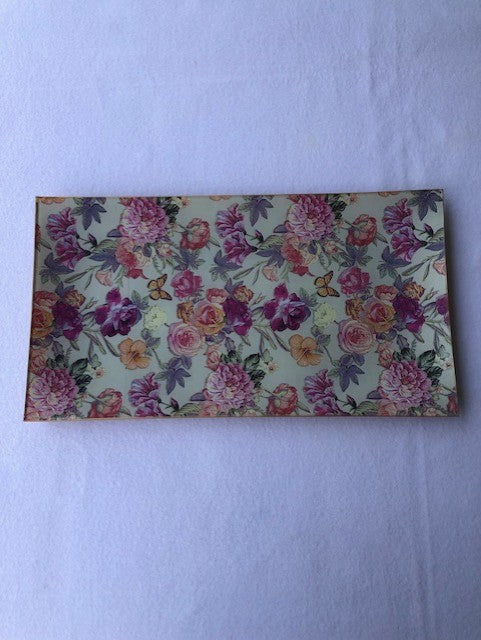 Bandeja rectangular floral crema