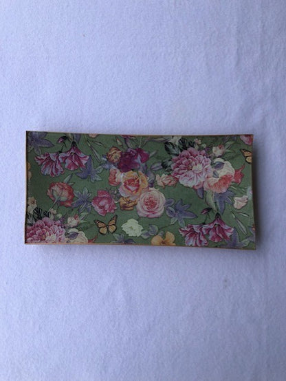 Bandeja rectangular floral verde