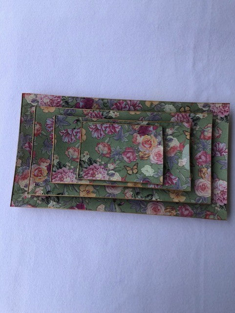 Bandeja rectangular floral verde